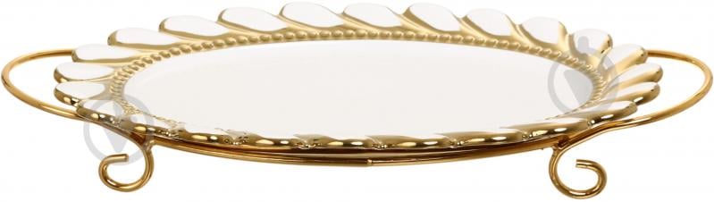 Блюдо овальное Fiora на металлической подставке Savoiardi 30х21,5х3 см фарфор - фото 4 Блюдо овальное Fiora на металлической подставке Savoiardi 30х21,5х3 см фарфор - фото 4