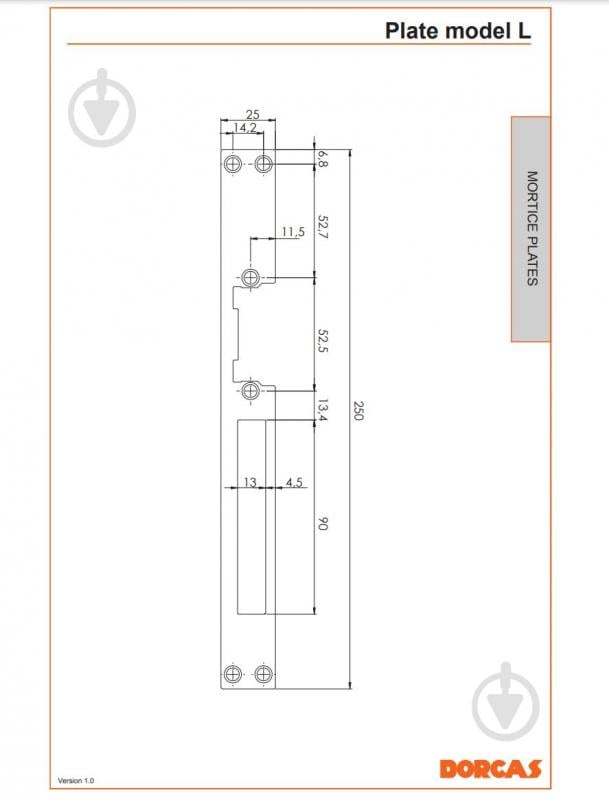 Планка ответная DORCAS L23 HZ INOX 250 мм 25 мм прямая - фото 3