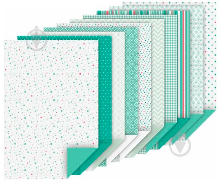 Набор дизайнерской бумаги мятный матовый 20 шт А4 (21х29,7 см) 100-220г/м2 Heyda - фото 2