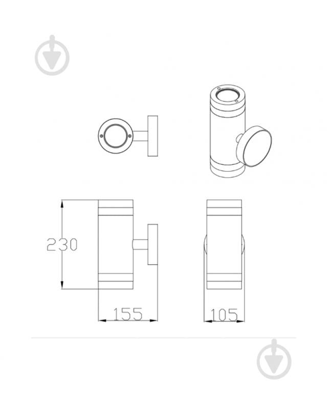 Світильник настінний Goldlux Rino GU10 10 Вт IPIP54 чорний 323996 - фото 3