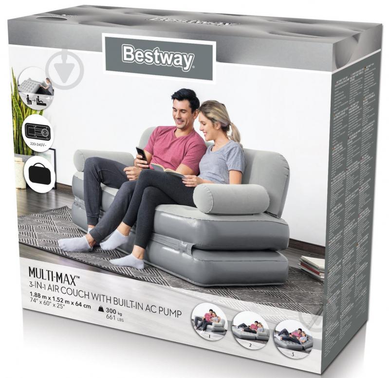 Кровать надувная Bestway 188х152 см серый - фото 8