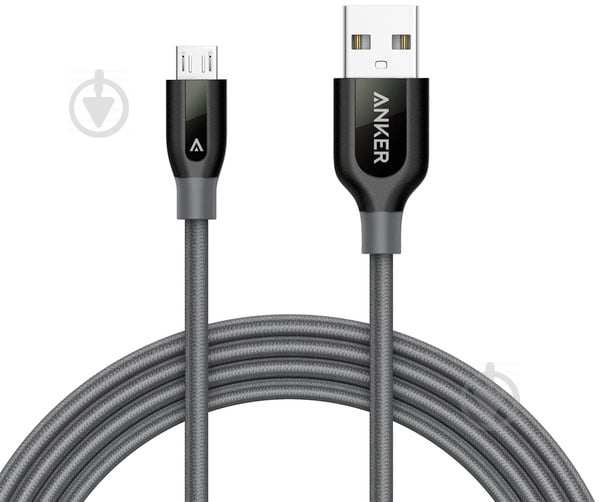 Кабель Anker USB – microUSB 1.8 м сірий (A8143HA1) Power Line - фото 1