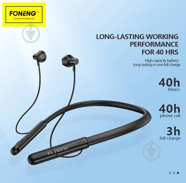 Bluetooth-гарнітура Foneng BL37 Digital Display Neckband black (BL37-BE-DDN) - фото 3