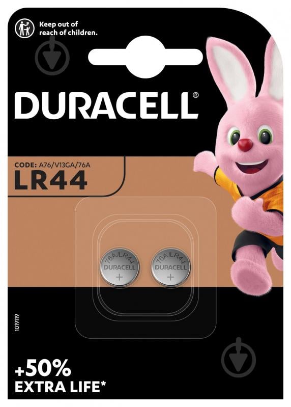 Батарейки Duracell V13GA / A76 LR44 2 шт. - фото 1