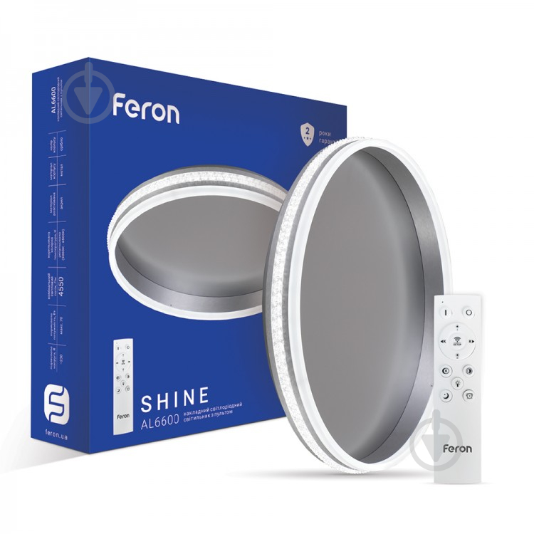 Светильник настенно-потолочный Feron серебряный 3000-4500-6000 К Feron AL6600 70W SHINE срібло - фото 1