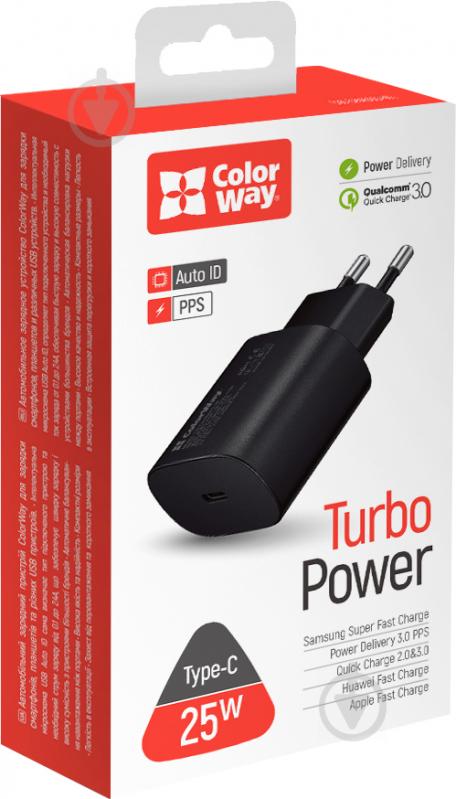 Мережевий зарядний пристрій ColorWay Power Delivery Port PPS USB Type-C (25W) чорний - фото 4