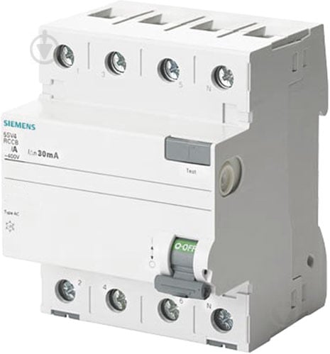 Дифференциальное реле Siemens АС 4Р 40А 30 мА AC 400V 5SV4344-0 - фото 1