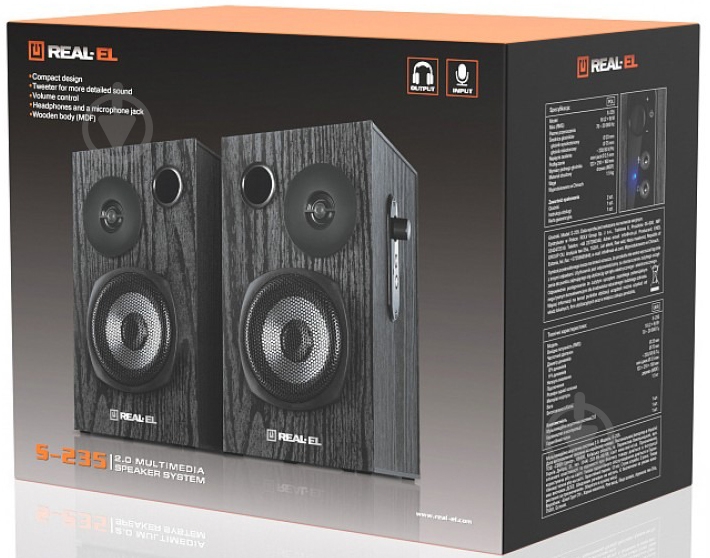 Акустическая система Real-el S-235 2.0 black EL121200010 - фото 10