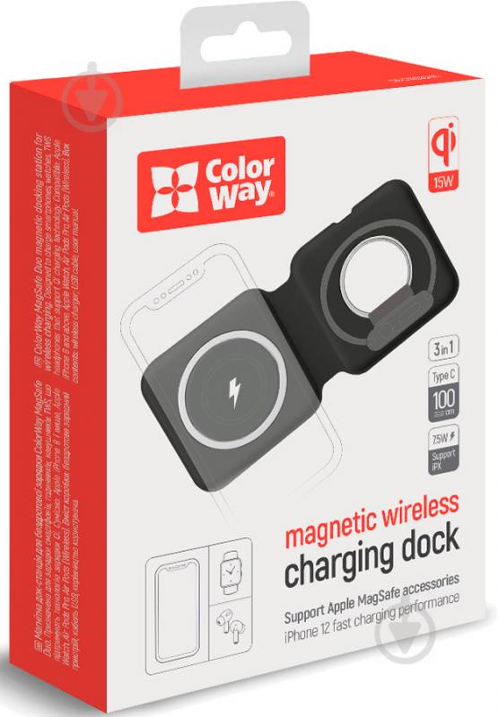 Бездротовий зарядний пристрій ColorWay MagSafe Duo Charger 15W for iPhone черний (CW-CHW32Q-BK) - фото 3