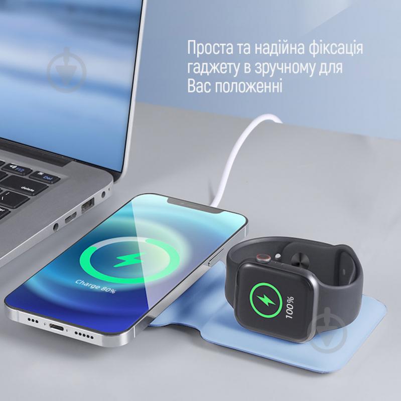 Беспроводное зарядное устройство ColorWay MagSafe Duo Charger 15W for iPhone синее (CW-CHW32Q-BL) - фото 4