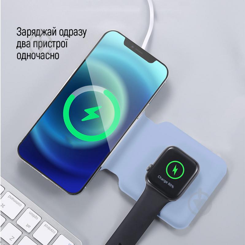 Беспроводное зарядное устройство ColorWay MagSafe Duo Charger 15W for iPhone синее (CW-CHW32Q-BL) - фото 7