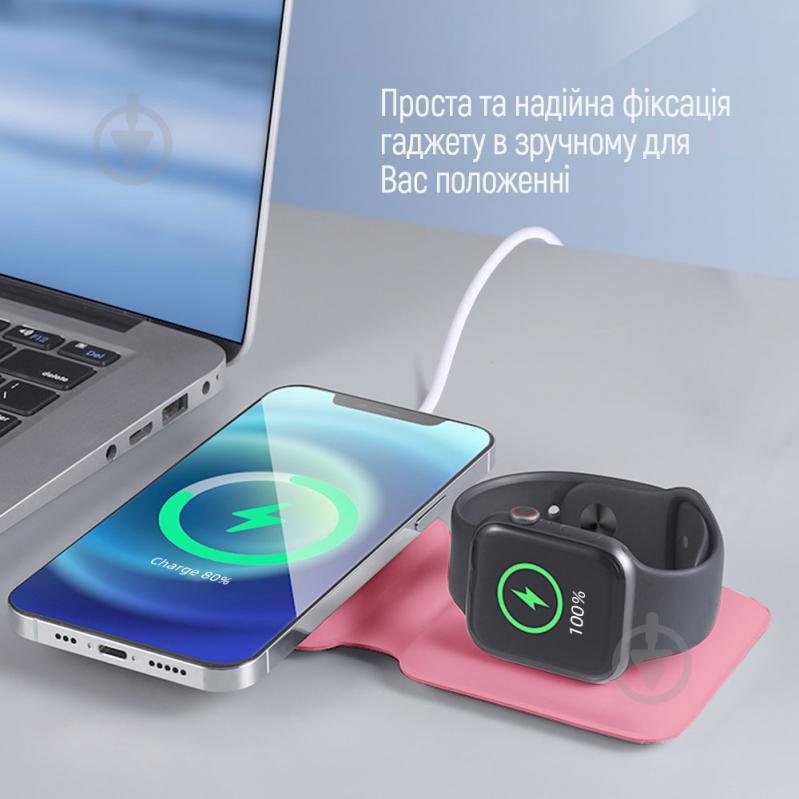 Беспроводное зарядное устройство ColorWay MagSafe Duo Charger 15W for iPhone розовое (CW-CHW32Q-PK) - фото 4