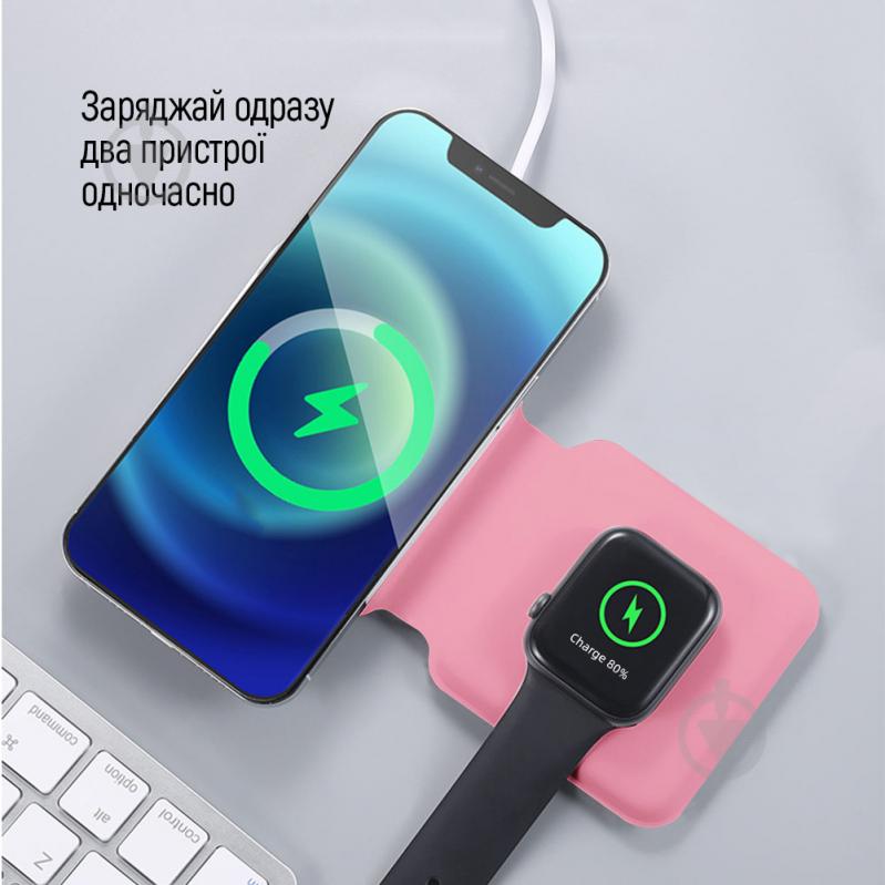 Беспроводное зарядное устройство ColorWay MagSafe Duo Charger 15W for iPhone розовое (CW-CHW32Q-PK) - фото 8