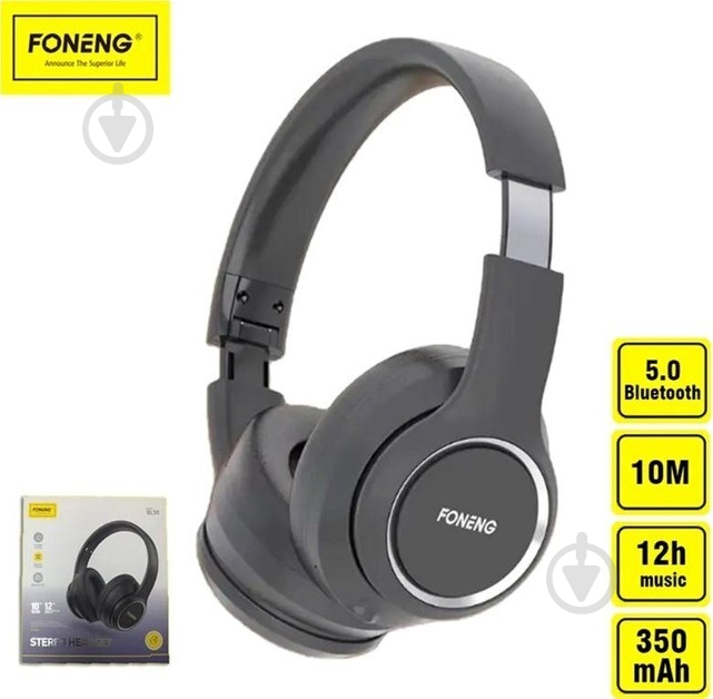 Bluetooth-гарнітура Foneng BL50 black (BL50-BH) - фото 2