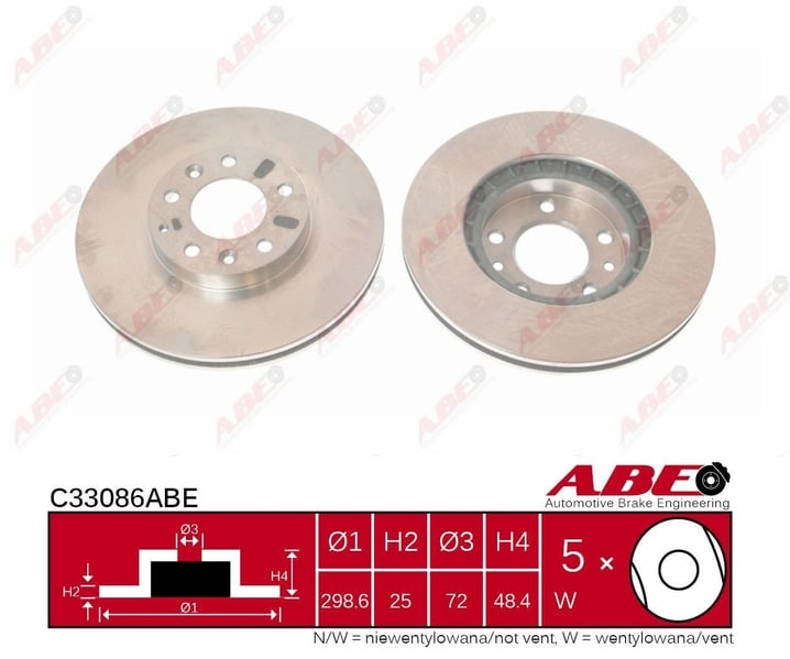 Гальмівний диск передній MAZDA 6 1.8-3.7 09.06-07.13 C33086ABE ABE