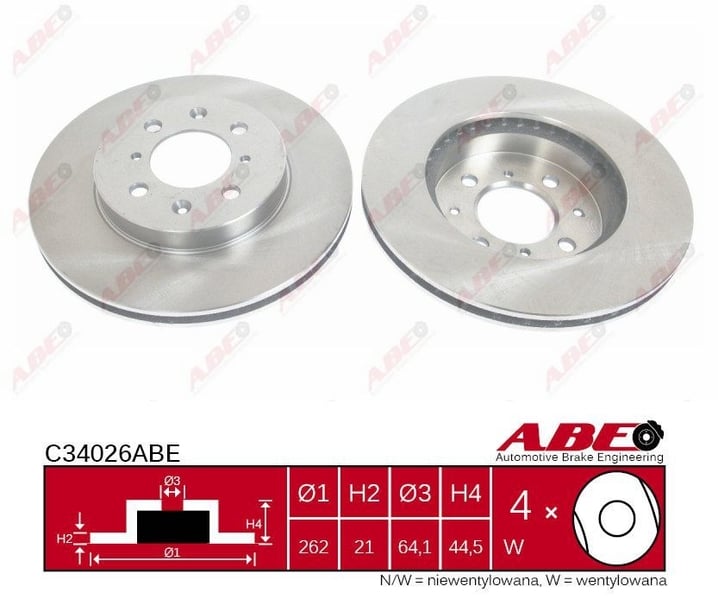 Тормозной диск передний ACURA INTEGRA HONDA CIVIC CRX II CRX INSIGHT JAZZ MG ZR MG ZS 1.1-2.5 01. C34026ABE ABE