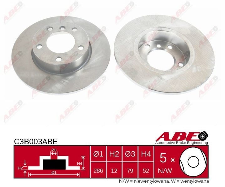 Тормозной диск передний BMW 3 (E36) Z3 (E36) 1.6-1.9 09.90-01.03 C3B003ABE ABE