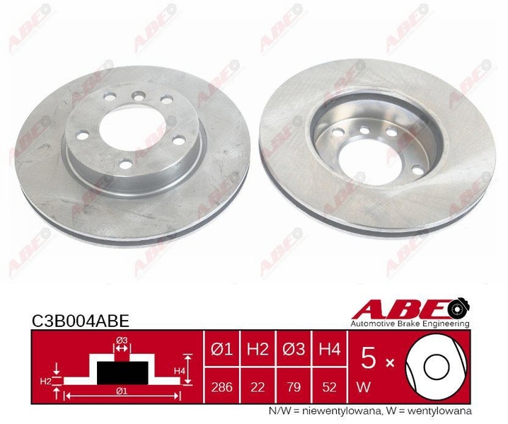 Тормозной диск передний BMW 3 (E36) 3 (E46) Z3 (E36) Z4 (E85) 1.6-2.8 09.90-02.09 C3B004ABE ABE