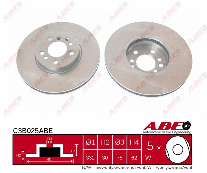 Гальмівний диск передній BMW X3 (E83) X5 (E53) 3.0/3.0D/4.4 01.00-08.11 C3B025ABE ABE