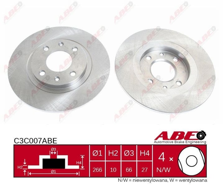 Тормозной диск передний CITROEN BX PEUGEOT 305 305 I 305 II 405 I 405 II 1.1-1.9D 10.77-10.96 C3C007ABE ABE