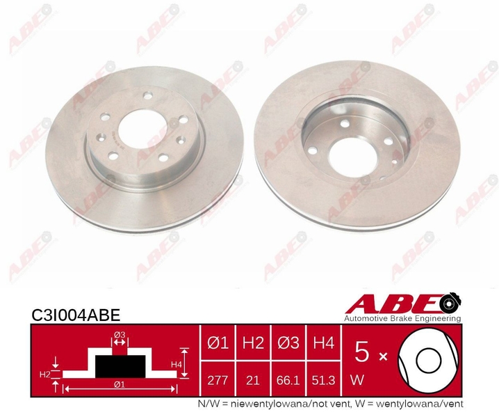 Гальмівний диск передній LAND ROVER FREELANDER 1.8/2.0D/2.5 02.98-10.06 C3I004ABE ABE