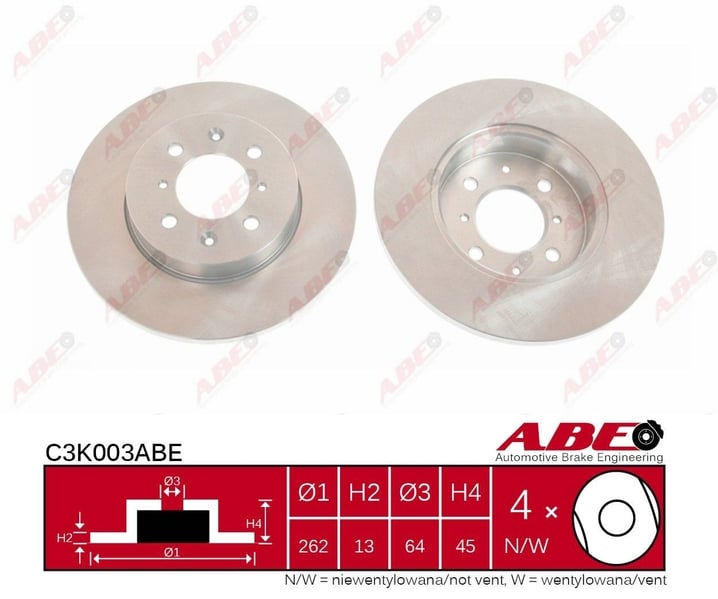 Гальмівний диск передній MG MG ZS ROVER 200 25 400 45 STREETWISE 1.1-2.0D 05.95-10.05 C3K003ABE ABE