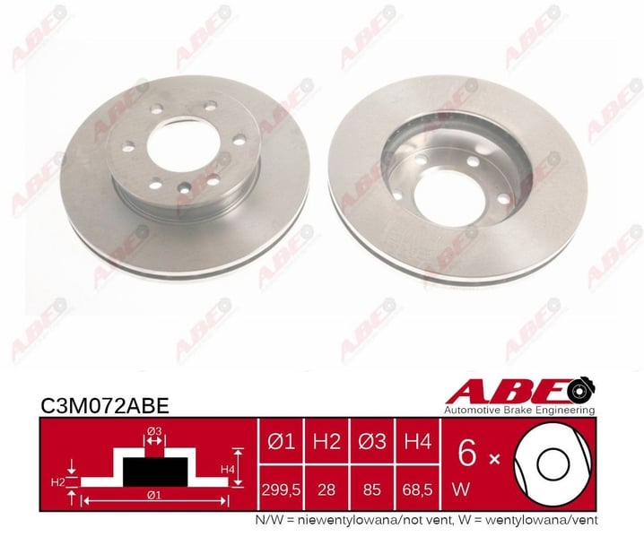 Тормозной диск передний MERCEDES ESPRINTER (910) SPRINTER (906907 910) 1.8-Electric 04.06- C3M072ABE ABE