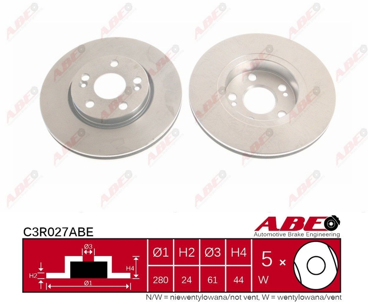 Гальмівний диск передній RENAULT LAGUNA II 1.6-2.0D 03.01-12.07 C3R027ABE ABE