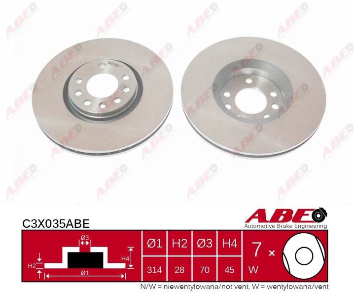 Тормозной диск передний OPEL SIGNUM VECTRA C VECTRA C GTS SAAB 9-3 9-3X 1.8-3.2 08.02-02.15 C3X035ABE ABE