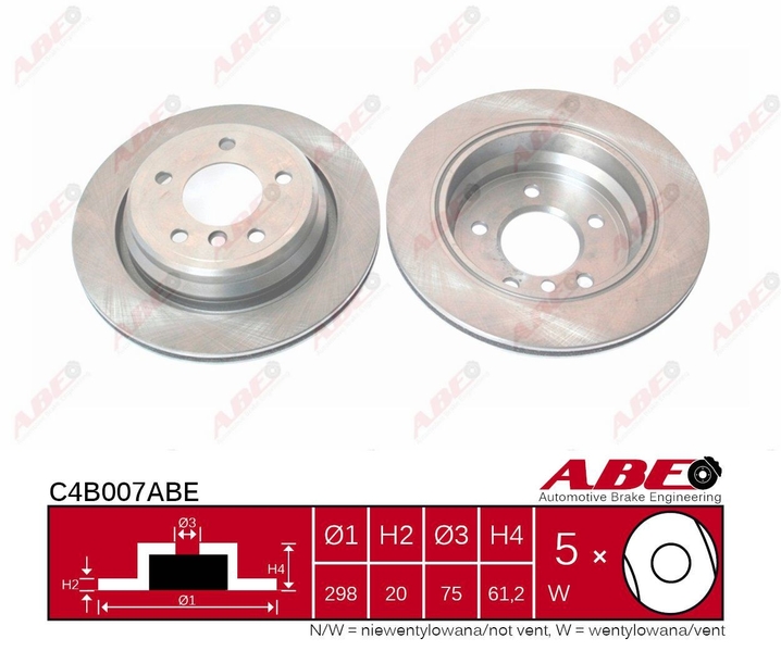 Гальмівний диск задній BMW 5 (E39) 2.0-4.4 09.95-05.04 C4B007ABE ABE - фото 1