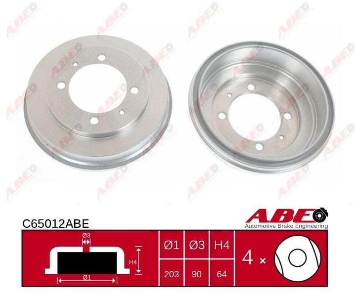 Тормозной барабан MITSUBISHI CARISMA SPACE STAR TOYOTA AVENSIS 1.3-1.9D 07.95-06.06 C65012ABE ABE