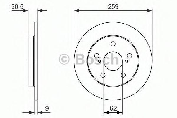 Тормозной диск задний FORD FOCUS III 1.0-Electric 07.10- 0986479763 BOSCH