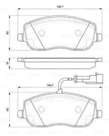 Колодки гальмівні передні FORD TRANSIT 2.0D 08.00-05.06 ( 0986494037 BOSCH