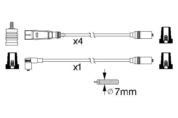 Комплект проводів запалювання AUDI 100, 80, CABRIOLET, COUPE 1.3-2.0 08.78-07.9 0986356317 BOSCH