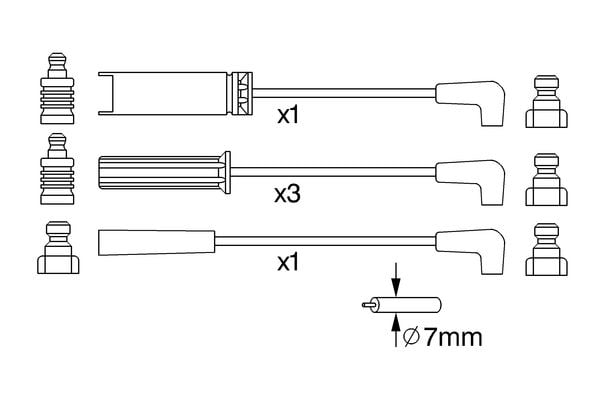 Комплект проводів запалювання DAEWOO CIELO, NEXIA 1.5 01.95-11.0 0986356972 BOSCH