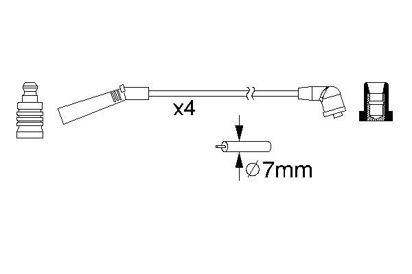 Комплект проводов зажигания MITSUBISHI COLT IV, COLT V, LANCER V, LANCER VI, MIRAGE 1.3 04.92-08.03 0986357157 BOSCH