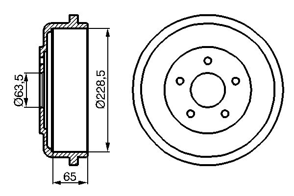 Гальмівний барабан FORD ESCORT, TAUNUS, TRANSIT 1.3-2.3 03.73-12.13 0986477129 BOSCH