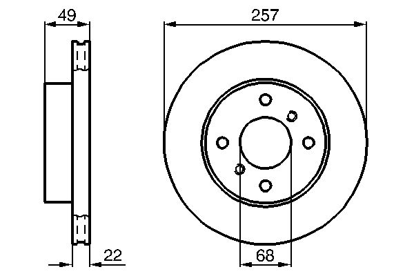 Гальмівні диски передні NISSAN ALMERA CLASSIC, ALMERA II, PRAIRIE PRO, PRIMERA, SKYLINE 1.5-3.0 10.83- ( 0986478567 BOSCH