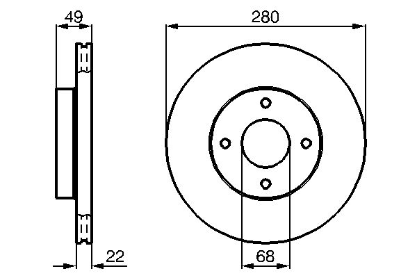 Гальмівні диски передні NISSAN 200SX, ALMERA II, PRIMERA, SENTRA V 1.5-2.2D 07.88-12.06 ( 0986478728 BOSCH