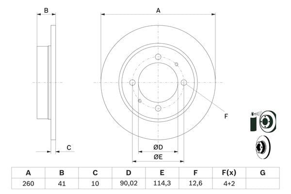 Тормозной диск задний VOLVO S40 I, V40; MITSUBISHI CARISMA, SPACE STAR 1.3-2.0 07.95-06.06 0986478898 BOSCH