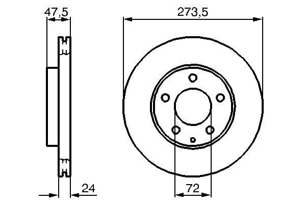 Тормозной диск передний MAZDA 323 F VI, 323 S VI, 6, 626 V, PREMACY 1.8/2.0/2.0D 04.98-08.07 0986479034 BOSCH