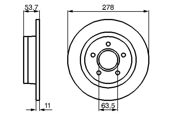 Гальмівний диск задній FORD TOURNEO CONNECT, TRANSIT CONNECT 1.8/1.8D 06.02-12.13 0986479070 BOSCH - фото 1