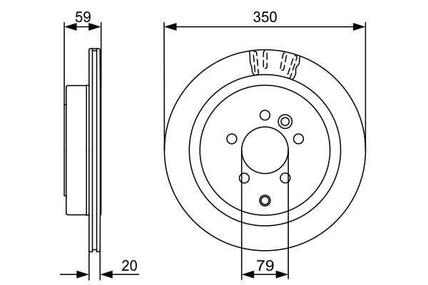 Тормозной диск задний LAND ROVER DISCOVERY III, DISCOVERY IV, RANGE ROVER SPORT 3.0-5.0 07.04- 0986479492 BOSCH