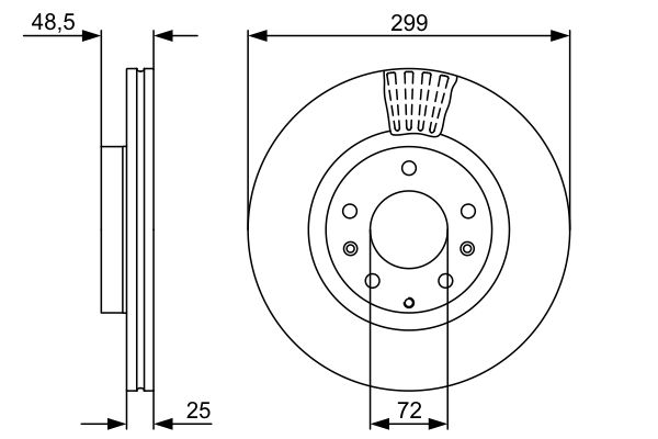 Гальмівний диск передній MAZDA 6 1.8-2.5 08.07-07.13 0986479542 BOSCH