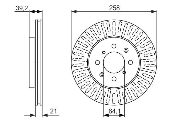 Гальмівні диски передні HONDA CITY, JAZZ II 1.2-1.5 03.02-03.09 ( 0986479594 BOSCH