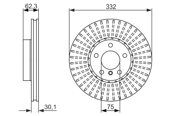 Тормозной диск передний BMW X5 (E70), X515, F85), X6 (E71), X616, F86) 2.0D/3.0/3.0D 10.06-07.19 0986479624 BOSCH