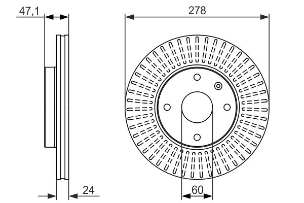 Гальмівні диски передні CHEVROLET EPICA; DODGE RAM 2500 2.0-5.9D 01.93- ( 0986479649 BOSCH - фото 1