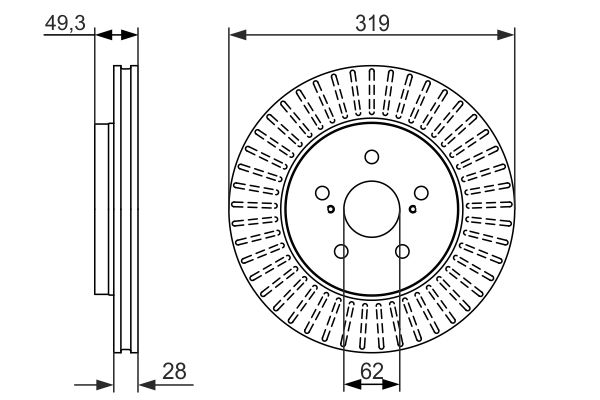 Гальмівний диск передній LEXUS RX 3.0-3.5H 05.03-10.15 0986479722 BOSCH