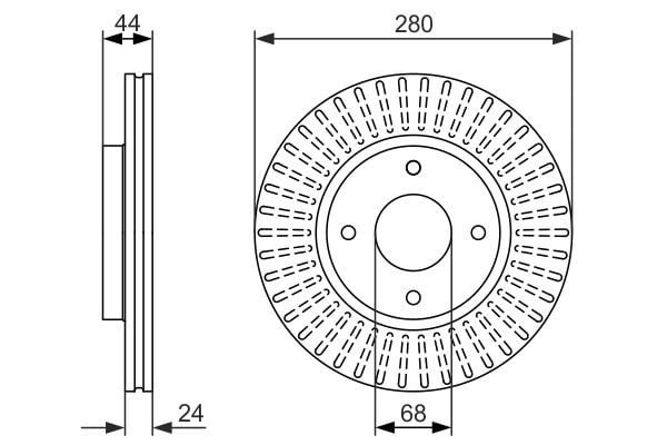 Тормозные диски передние NISSAN CUBE, SENTRA VI, TIIDA, VERSA I 1.5D-2.0 08.06- 0986479737 BOSCH