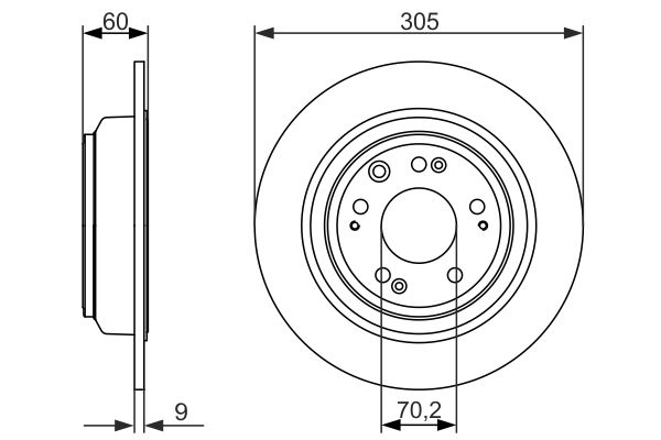 Гальмівні диски задні HONDA ACCORD IX, ACCORD VIII 2.0/2.2D/2.4 06.08- ( 0986479740 BOSCH - фото 1